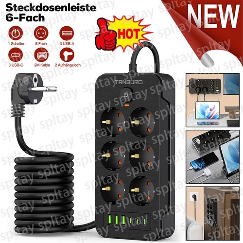 Steckdosenleiste fach mit - 6-fach,
